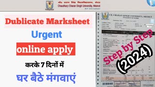 How to get Duplicate Marksheet of CCS University 2024  khoi hui aur marksheet kaise nikale [upl. by Lorola412]