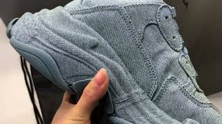 BALENCIAGA TRIPLE S SNEAKER DENIM IN BLUE 536737W2DEN4000 Unboxing Review [upl. by Louis884]