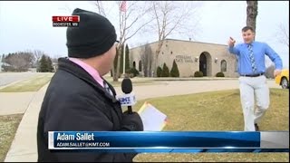 Watch a Bank Robber Interrupt This News Reporter During Live Broadcast [upl. by Nehgaem]