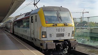 SNCB  NMBS Siemens Vectron and M7 carriages departing Gent SintPietersstation [upl. by Ablasor]