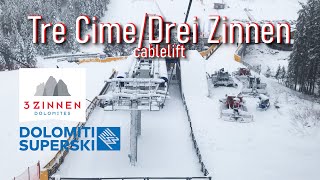 Cabinovia Tre CimeDrei Zinnen tra Croda Rossa e Monte Elmo dolomitisuperski 3zinnendolomites [upl. by Adnarym]