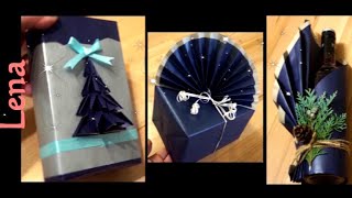 𝗞𝗿𝗲𝗮𝘁𝗶v𝗲 𝗧𝗶𝗽𝗽𝘀 v𝗼𝗻 𝗟𝗲𝗻𝗮 🎁 3 Arten Geschenke einpacken in Blau 🍾 3 Ways gift wrapping in blue [upl. by Cherice600]