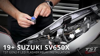 How to install an LED Flasher Relay on a 2018 Suzuki SV650 by TST Industries [upl. by Adikam]