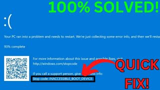 How to Fix INACCESSIBLE BOOT DEVICE in Windows 11  Windows 10  Stop code Inaccessible Boot Device [upl. by Lorrimor913]