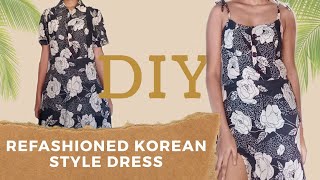 DIY Refashioned Trendy Korean Style Dress from Old Dress Philippines  Hand Sewn  Joi Alvarez [upl. by Riorsson]