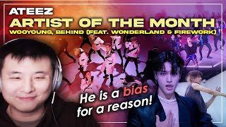 Reaction Wooyoung Ateez AOTM Behind feat Wonderland amp Firework [upl. by Llehsyar]