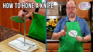 How to Hone a Knife  Honing vs Sharpening  Basic Kitchen Skills [upl. by Maller298]