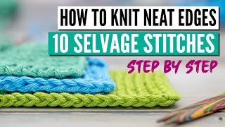 How to knit neat edges  The 10 best edge stitches in knitting [upl. by Annawat]