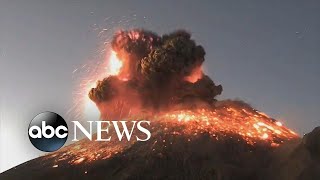 Volcanic eruption sends explosion of ash smoke into sky in Mexico  ABC News [upl. by Arateehc]