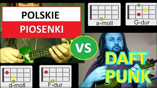 Daft Punk GET LUCKY vs piosenki POLSKIE ukulele chwyty dFaG [upl. by Camden]