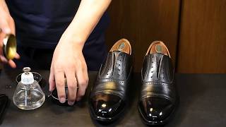 Shoeshine 鏡面磨き Scotch Grain 編 ASMR [upl. by Aninahs793]