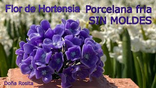 Como hacer FLORES en PORCELANA FRIA CASERA 🌺 Hortensia sin moldes 🌺 manualidades faciles de hacer 🌺🌺 [upl. by Asseret]