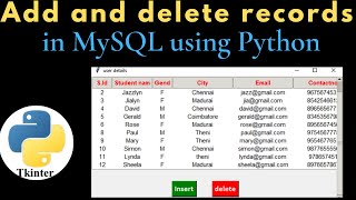 How to insert and delete rows in MySQL database using python tkinter [upl. by Leakcim]