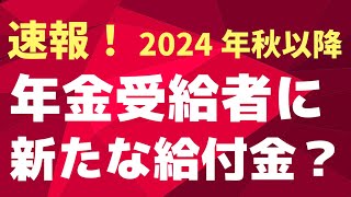 【超速報】2024年秋以降 年金受給者に新たな給付金？ 低所得者世帯向け [upl. by Inacana639]