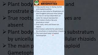 235 marksGeneral Features of BRYOPHYTES shorts biology neet [upl. by Paige833]