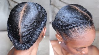 Slick Two Braids amp Tuck Protective Style Type 4 Natural Hair [upl. by Enaz]