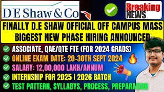 DE Shaw Official Mass Hiring Announced  Freshers OFF Campus Drive For 2023 2024 2025 2026 Batch [upl. by Stringer]