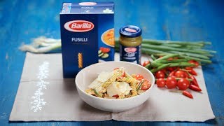 BARILLA SG  Fusilli Pasta Salad with Pesto Chicken amp Tomatoes [upl. by Ahseym]