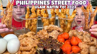 ASSORTED STREET FOOD MUKBANG PROBEN KWEK KWEK BALUT ISAW SIOMAI FAT CHICHARON PINOY MUKBANG [upl. by Barhos]