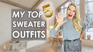 MY TOP 5 EASY SWEATER OUTFITS TO WEAR NOW AND FOR THE WHOLE WINTER [upl. by Nonez]