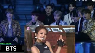 BLACKPINK REACTION TO BTS IDOL MMA 2018 bts jungkook v jimin rm jhope suga jin blackpink [upl. by Eirena]