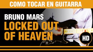 Como tocar Locked out of heaven de Bruno Mars en guitarra CLASE TUTORIAL [upl. by Emina]