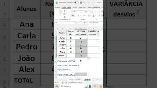 shorts DESVIO PADRÃO NO EXCEL em 1 minuto desvio desviopadrao excel ensino estatistica [upl. by Hands842]