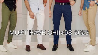 MUST HAVE CHINOS AND PANTS FOR MEN 2023  HOW TO STYLE CHINOS  CHINOS FASHION HAUL [upl. by Vanessa216]