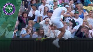 Rafa Nadal ends up in crowd in desperate race to the ball  Wimbledon 2018 [upl. by Annehs463]