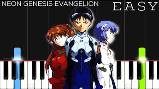 A Cruel Angels Thesis  Neon Genesis Evangelion OP  EASY Piano Tutorial [upl. by Ccasi]