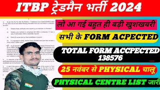 ITBP Safai Karmchari physical Date 25 नवंबर 2024 ITBP Safai Karmchari ka form Accept kab hoga 2024 [upl. by Sparke]