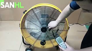 24 Inch High Velocity Heavy Duty Tilt Metal Drum Fan Yellow Commercial industrialfan drumfanfan [upl. by Laoj]