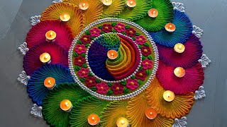 1781 Satisfying video  Diwali rangoli designs  Navratri rangoli design  Sand art [upl. by Kuo]