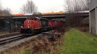 CN SD402s Notch 8 climbing up Cariboo Hill [upl. by Adnhoj530]