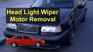 Headlight wiper motor removal and information Volvo 850 S70 V70 etc  Auto Repair Series [upl. by Htiekal]