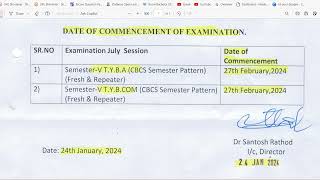 TYBCOM and TYBA Examination date 2024 [upl. by Daenis66]