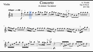 Vivaldi  Violin Concerto in A minor RV 356 Op 3 No 6 [upl. by Mile]