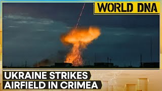 RussiaUkraine War Ukraine says missile forces hit Russian air base in Crimea  WION [upl. by Maisel]