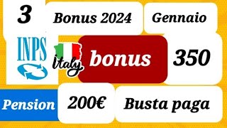 350€200€ Bonus Gennaio Pagamenti pension Bonus arriva in Busta paga 200€ [upl. by Nilcaj]