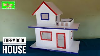 DIY Thermocol House  Thermocol Craft For School Project  Best Out Of Waste Thermocol Craft Idea [upl. by Enram]