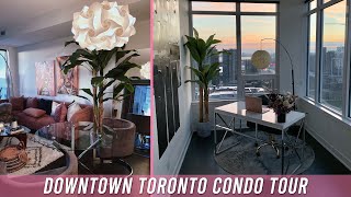 Furnished Downtown Toronto Apartment Tour  Chic Modern Condo Tour [upl. by Ittap]