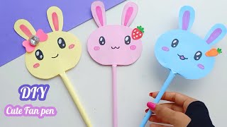 How to Make Fan Pen  Diy Cute Rabbit Pen  Homemade Paper Fan Pen  종이 부채 만들기 with 펜 shorts [upl. by Eelek]