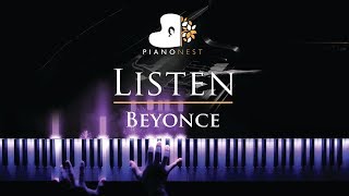 Beyonce  Listen  Piano Karaoke Instrumental Cover with Lyrics [upl. by Deedee]