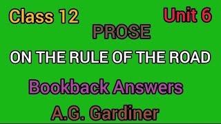 12th English  unit 6 prose  on the rule of the road  bookback answers [upl. by Lehcear]