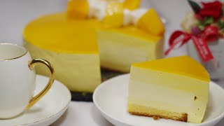 なめらかマンゴームースケーキ mango mousse cake 直径１８cm高さ５cmのセルクル１台分 [upl. by Wattenberg]