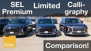 2023 Hyundai Palisade SEL Premium vs Limited vs Calligraphy  Side by Side Trim Comparison [upl. by Christine]