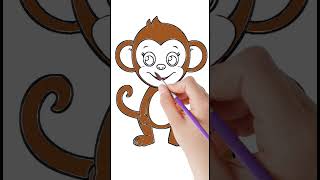 Monkey Drawing and Coloring for Kids YouTube Shorts in 2024 [upl. by Lipp4]