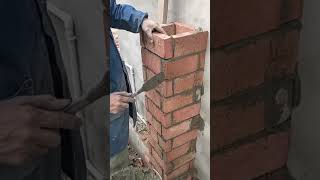 Skilled bricklayer making brick chimney 💯 [upl. by Ofloda]