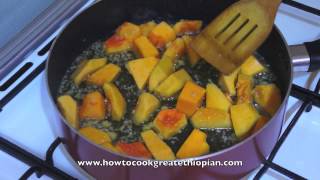 Ethiopian Food  Pumpkin Chickpea Alicha recipe Vegan fasting Amharic English Duba Shimbra [upl. by Leasim]