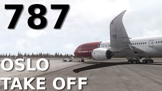 FSX QualityWings 7879  TAKE OFF at OSLO AIRPORT   CLOUD SHADOWS [upl. by Kasey]